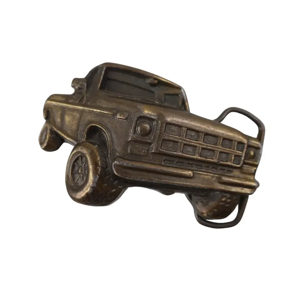Vintage Brass Pick Up Truck 3D Belt Buckle